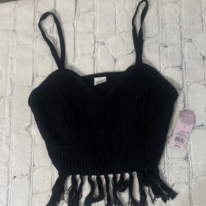 NWT! Target. Wild fable. Black Fringe Knit Crop Top